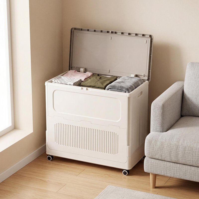130L Laundry Hamper With Lid, Foldable Storage Basket For Yoga And Toys, Laundry Cart With Wheels For Laundry, Bathroom, Living Room, Dormitory