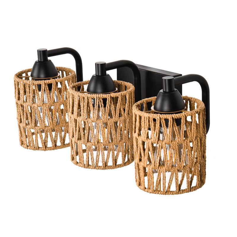 Éclairage pour meuble-lavabo en rotin, 3