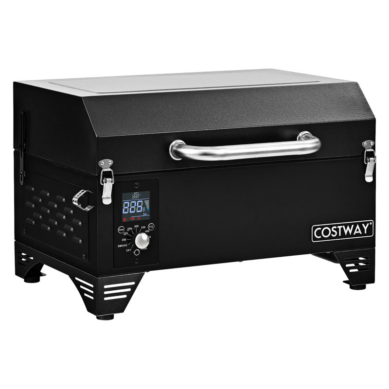 Costway 24'' W Barrel Charcoal Grill, Black