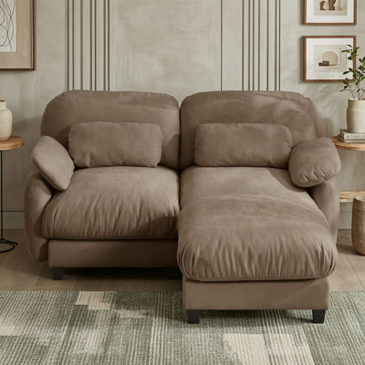 Two Seat Modular Sectional with Removable Ottoman