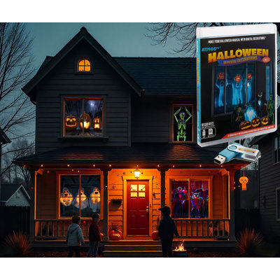 Halloween Digital Decoration On USB Includes 8 Atmosfx Video Effects For Hallloween Lighted Window Decor