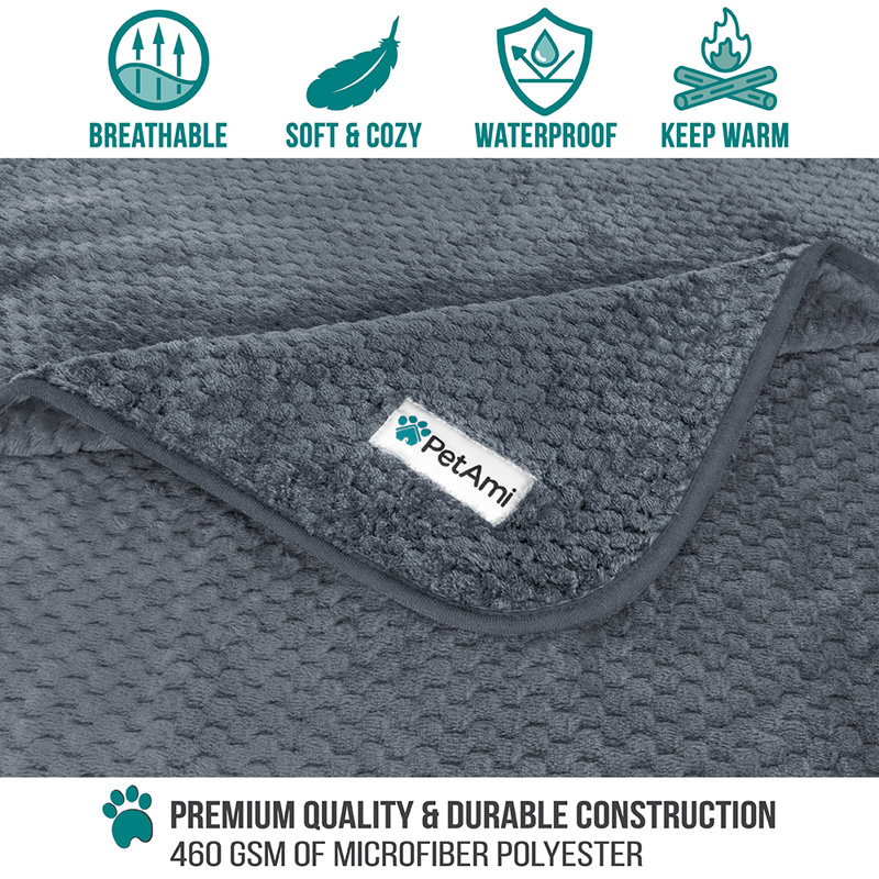 Large Charcoal Waterproof Fleece Dog Blanket
