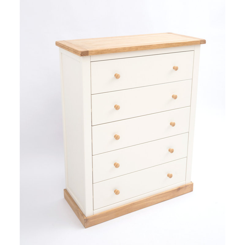 Indie 90 cm W Chest of 5 Drawers, White