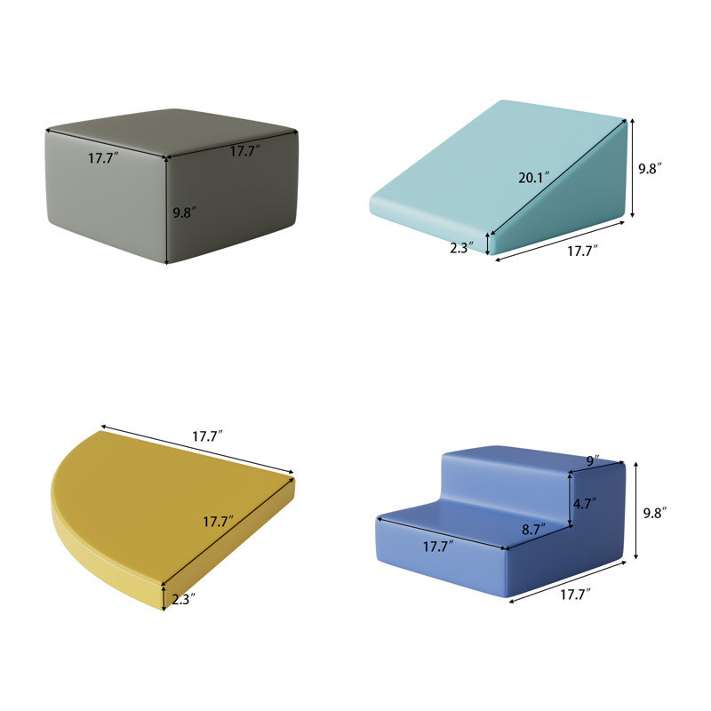 Ensemble d'escalade 4 pièces, Gris / bleu / jaune / bleu ciel
