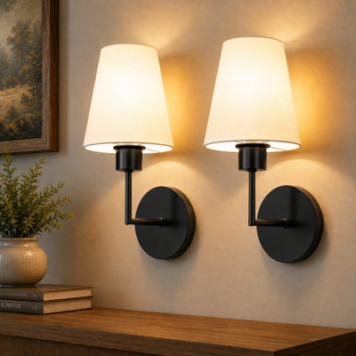 Applique murale à télécommande rechargeable avec abat-jour en tissu
