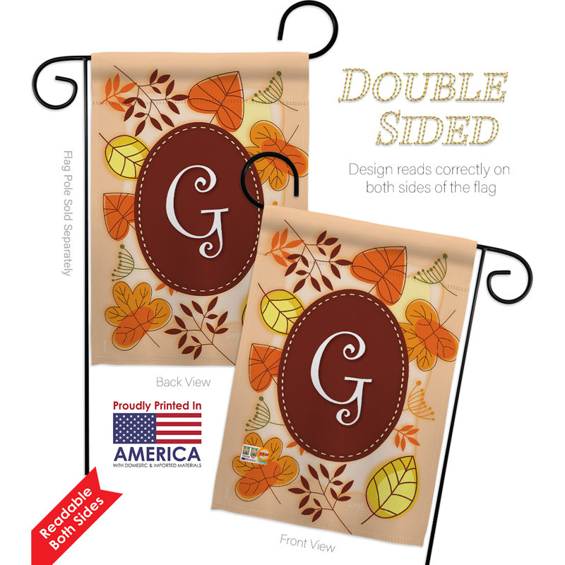 Autumn N Initial 2-Sided Polyester 18.5 x 13 in. Flag Set, G