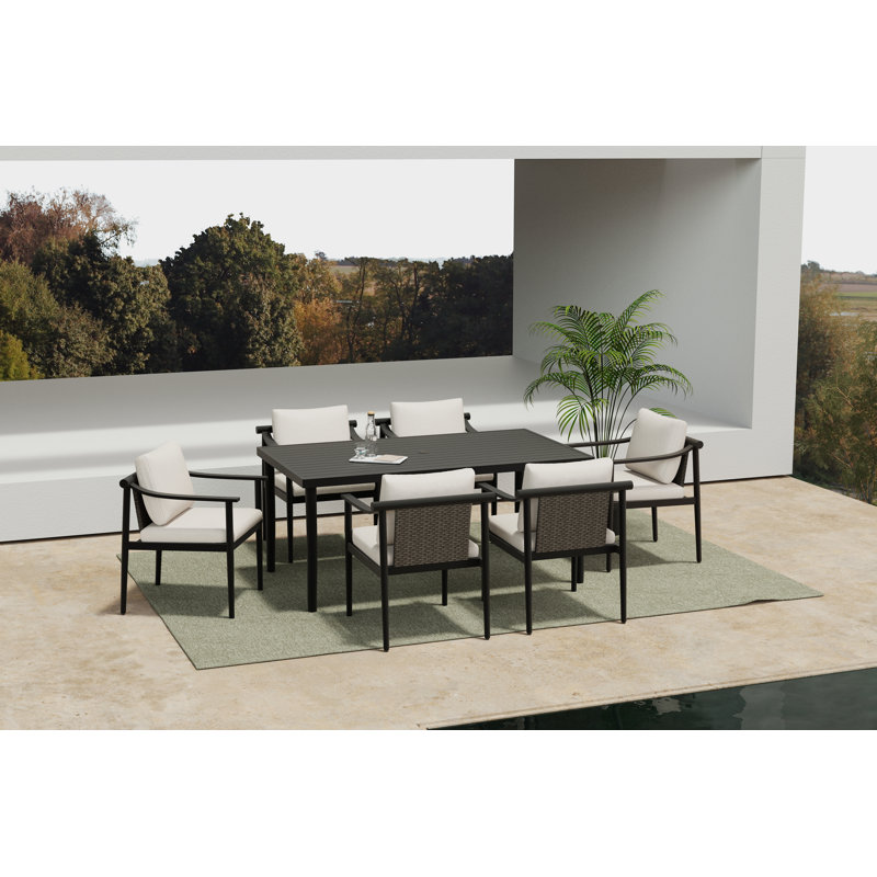 Ensemble repas en métal et polyester avec table et chaises Orlando, Ivoire ivoire, 6