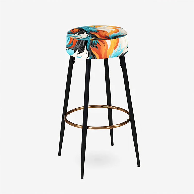 Ensemble de 2 tabourets de bar abstraits bleus et orange