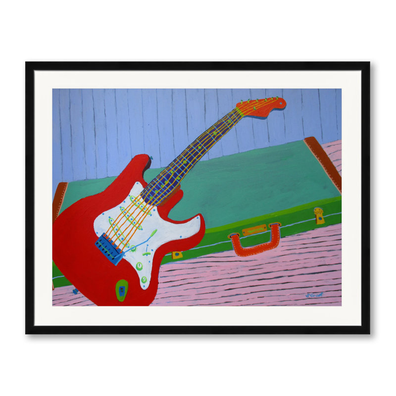 Guitar Print by Sue Graef, Black Framed Paper, 24" H x 30" W