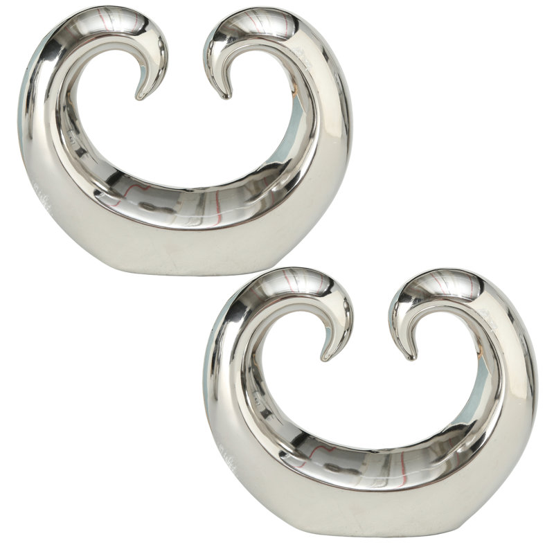 2 Piece Eternity Double Curl Sculpture In Silver Titanium