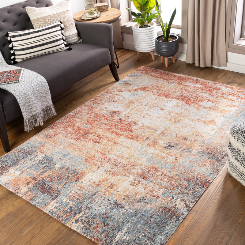 Tapis intérieur / extérieur orange Mckamey, Rectangle 5 pi 3 po x 7 pi
