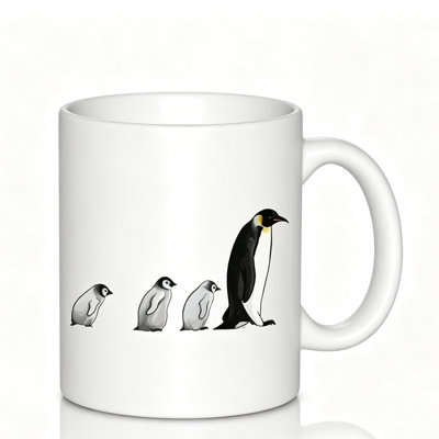 Penguins Ceramic Coffee Mug with Cute Emperor Penguin Design - Non-Slip Ceramic Cup for Coffee.