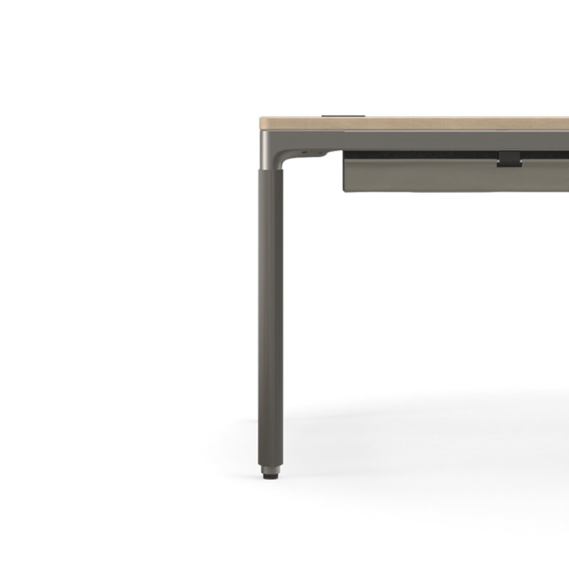 eFloat Quattro, 23 in. D x 58 in. W Sit-Stand Desk with Carbon Black Base, Carbon Black Painted Wood Top, and Black Salzburg Leather Cable Manager