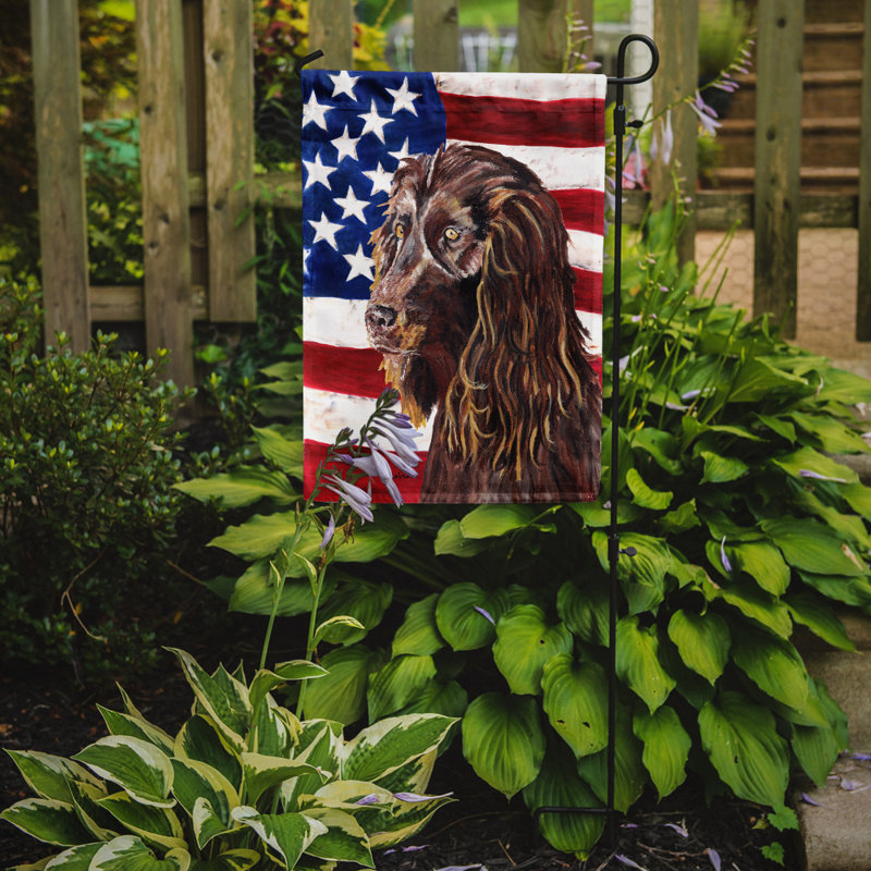 2 côtés en polyester de 2 côtés american drapeau de jardin, Épagneul Boykin