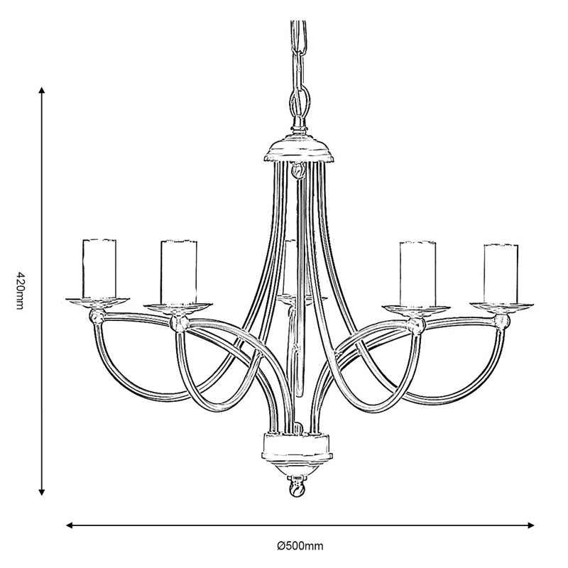 Mill 5 - Light Candle Style Chandelier, Antique Chrome