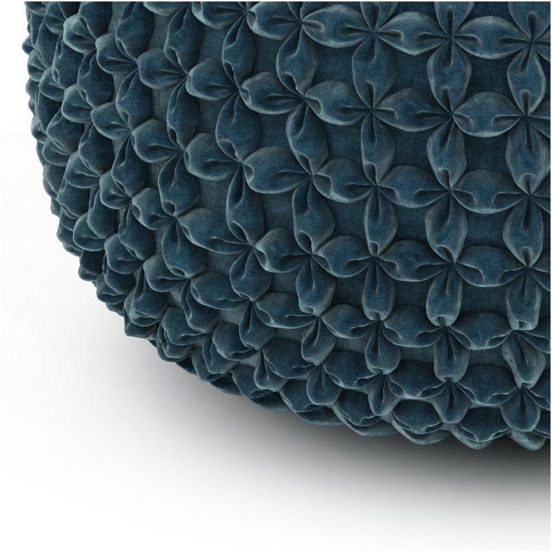 Renee - Round Pouf - Teal, Green Fabric