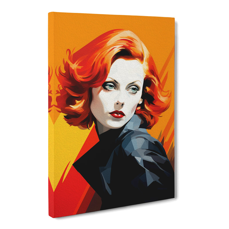 Woman With Red Hair Modern - Wrapped Canvas