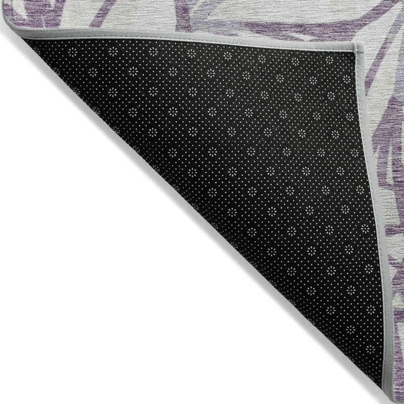 Tapis d'intérieur lavable floral mauve lavande et beige 5 pi x 8 pi