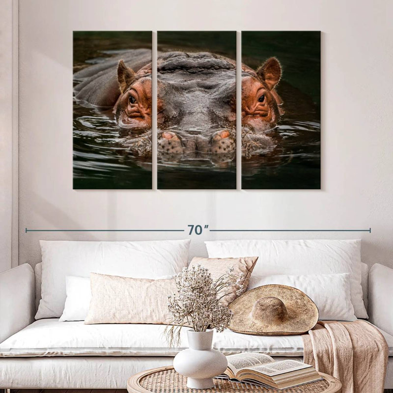 Hippopotame submergé Brampt, H 32 po x l 50 po