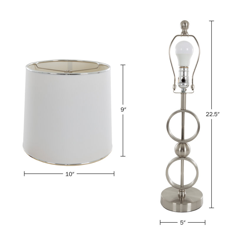 Ensemble de lampes de table 22,5 po, paire de lumières assorties modernes en acier à cercle ouvert (acier brossé)