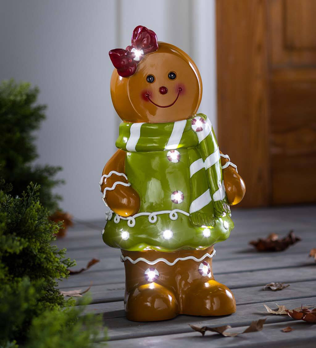 Plow & Hearth Lighted Gingerbread Girl Shorty Statue & Reviews | Wayfair