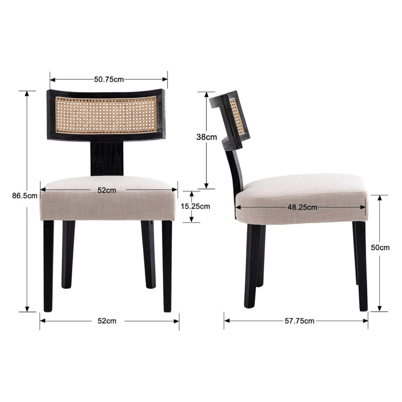 Amealia 50cm H Foam Padding Upholstered Side Chair, Black