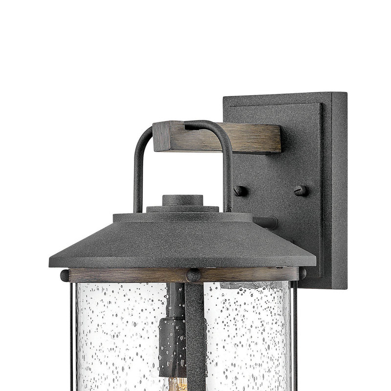 Lakehouse Aged Zinc/Driftwood Gray Seeded Glass Outdoor Wall Lantern, Aged Zinc, 17.25" H x 9" W x 10.5" D