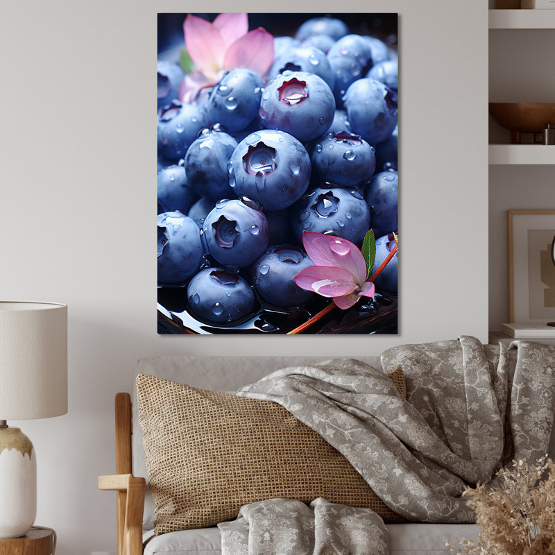 Art mural en métal mauve et bleuet «Blueberry Bliss II», H 20 po x l 12 po x P 1 po