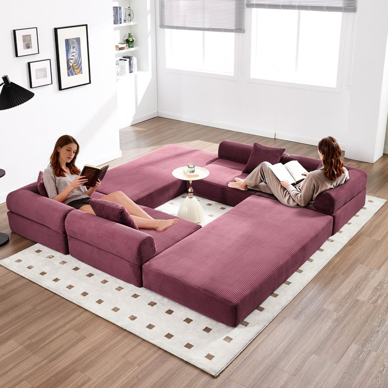 Lit pliant en velours côtelé rayé pour bureau à domicile, chambre d'amis et détente - 6 configurations possibles, tissu doux et respirant, accoudoirs en L améliorés, convertible en nuage, idéal pour de multiples espaces : appartement, chambre