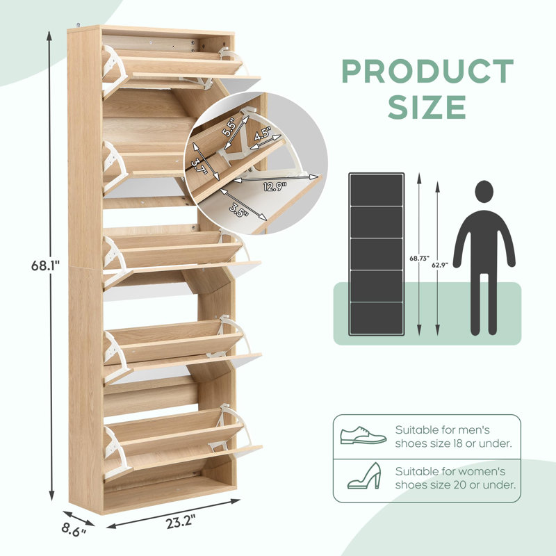 Modern Minimalist 5-shelf Mirrored Shoe Cabinet