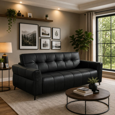 Canapé-lit capitonné en cuir de polyuréthane de 84,5 po avec matelas en mousse à mémoire de forme Avelo, canapé-lit en cuir de polyuréthane avec matelas en mousse à mémoire de forme