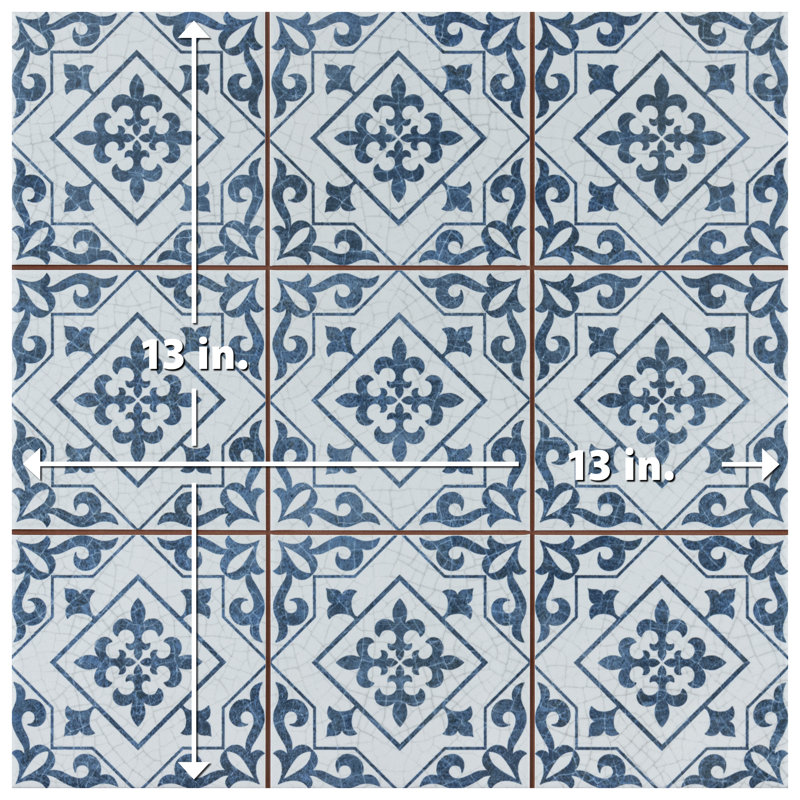 Harmonia 13" x 13" Ceramic Patterned Wall & Floor Tile