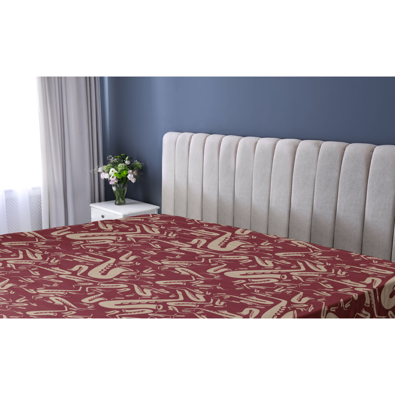 Drap-housse Ambesonne Jazz Vibes Boho Art Saxophone Blues Pale moutarde framboise, Drap-housse grand