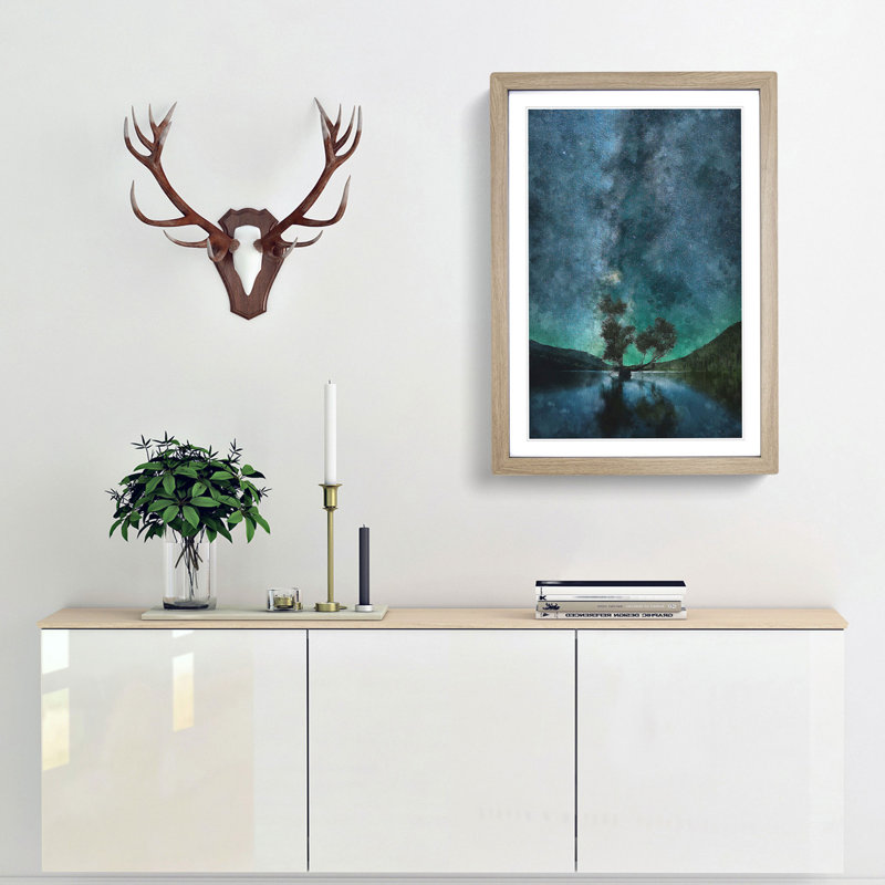 Milky Way Above Washington - Picture Frame Painting Print, 63cm H x 45cm W x 2cm D, Oak Framed