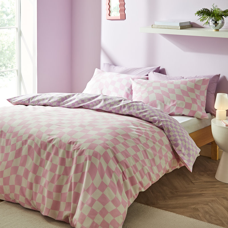 Cotton Blend Chequered Duvet Cover Set with Pillowcases, 230 x 220 cm
