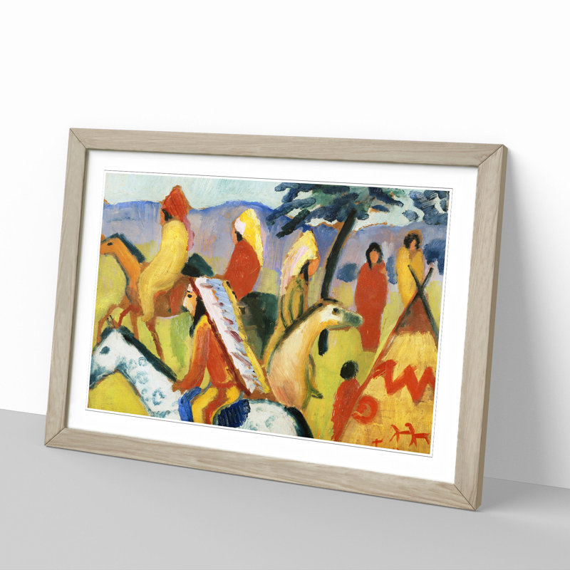 Indians on Horseback by August Macke - Picture Frame Painting, Oak Framed, 36cm H x 48cm W x 2cm D