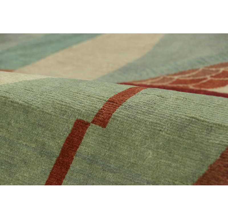 Art Deco Handmade Kilim Wool Geometric Area Rug, Rectangle 6' x 9'