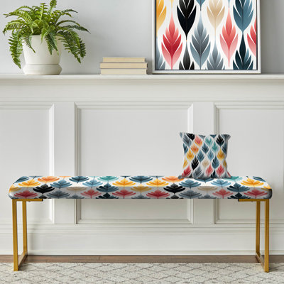 Floral Upholstered Gold Bench