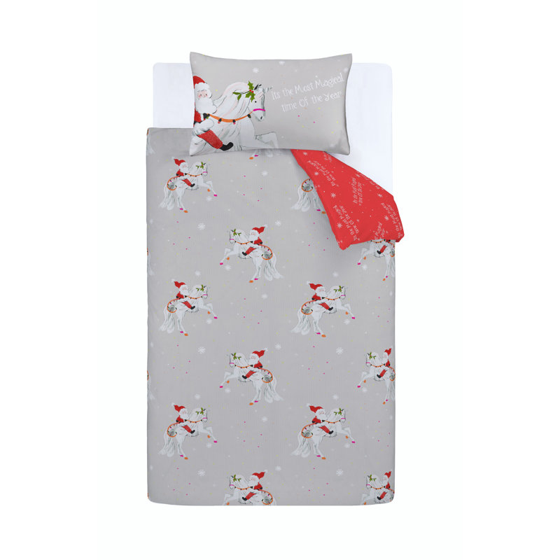 Christmas Unicorn Grey, Single - 1 Standard Pillowcase