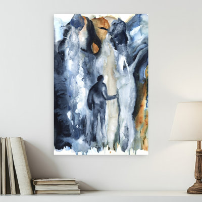 «Solitaire», paysage abstrait bleu abstrait, paysage de forêt contemporain, art mural