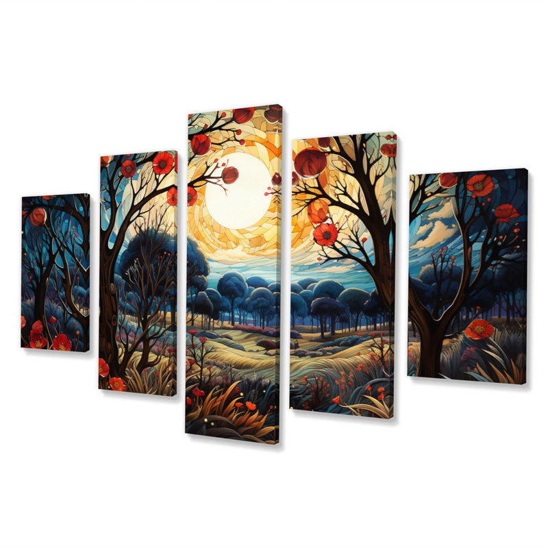 «Judaism Orchard Of Righteousness I», reproduction d'art sur toile spirituelle - 5 panneaux