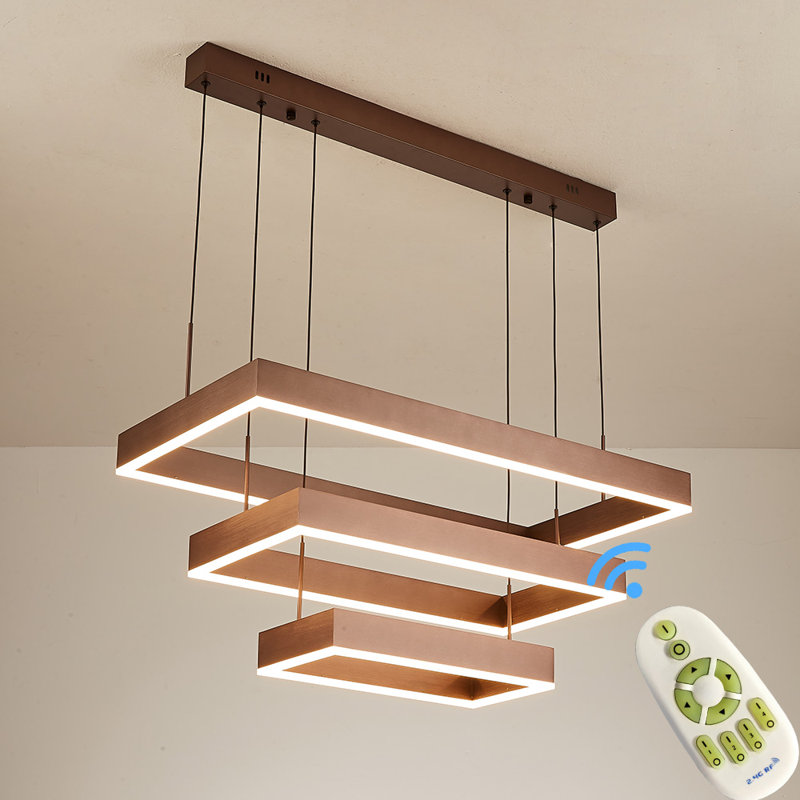 Ariadnee 3 - Light LED Square/Rectangle Pendant, Brown