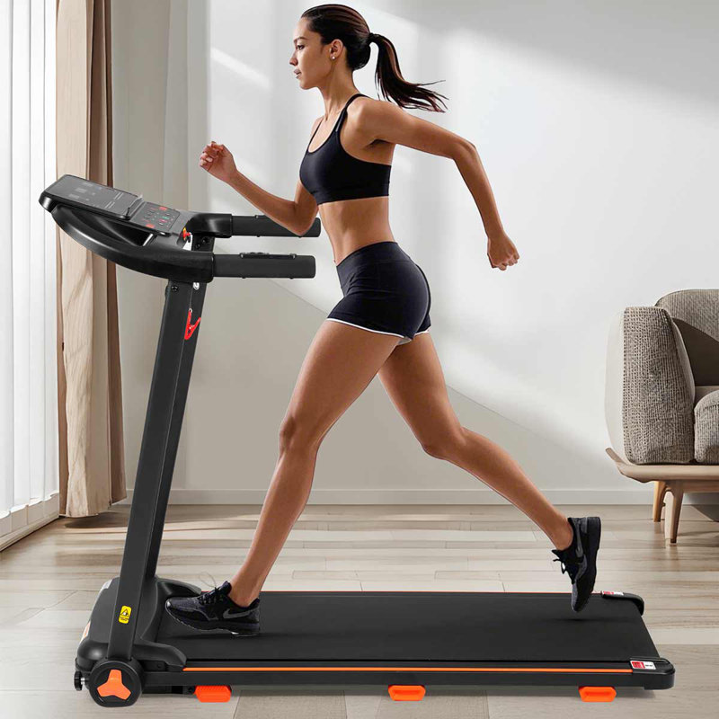 Machine de course inclinée 2,5 HP intelligente, machine pliante silencieuse avec capteur de fréquence cardiaque, station de charge USB pour Android et haut-parleur Bluetooth pour les entraînements à domicile