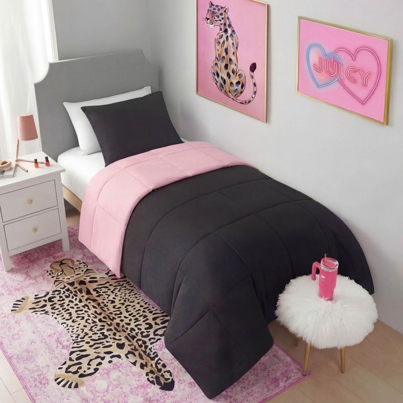  Finely Machine Washable Area Rugs, Light Pink Leopard, 5' x 7'