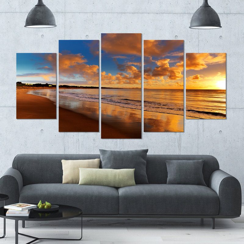 « couleur coucher de soleil sur la plage », reproduction de photo à multiples images sur toile