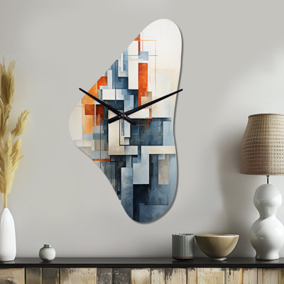 Pursell Mid-Century Abstract Architectures I - horloge murale asymétrique moderne en métal, forme unique moderne
