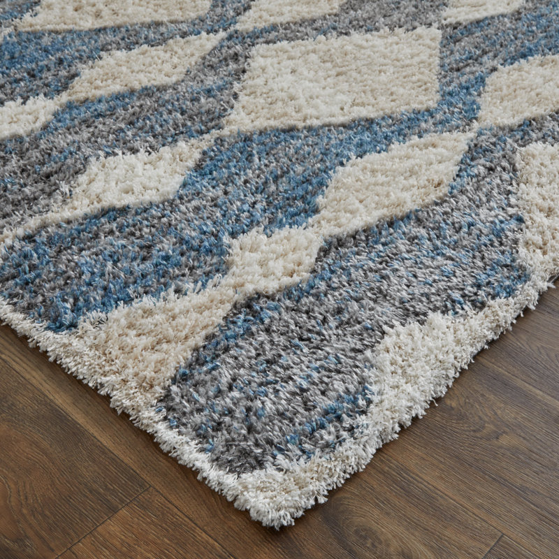 Caide Bohemian & Eclectic Diamond Polyester Area Rug, Rectangle 5' x 8'