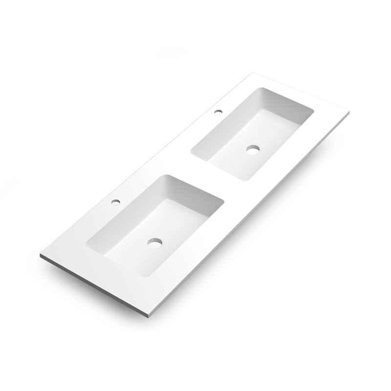 Lavabo de salle de bain rectangulaire encastrable en résine blanc mat 18,1 po DAX Mara