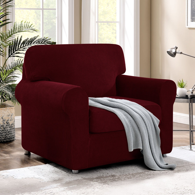 Stretch Separate Box Cushion Armchair Slipcover, Red