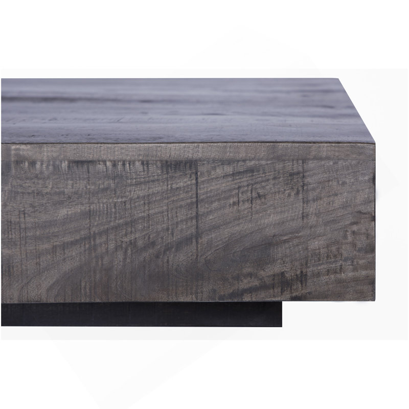 Table basse à profil bas en bois massif gris anthracite